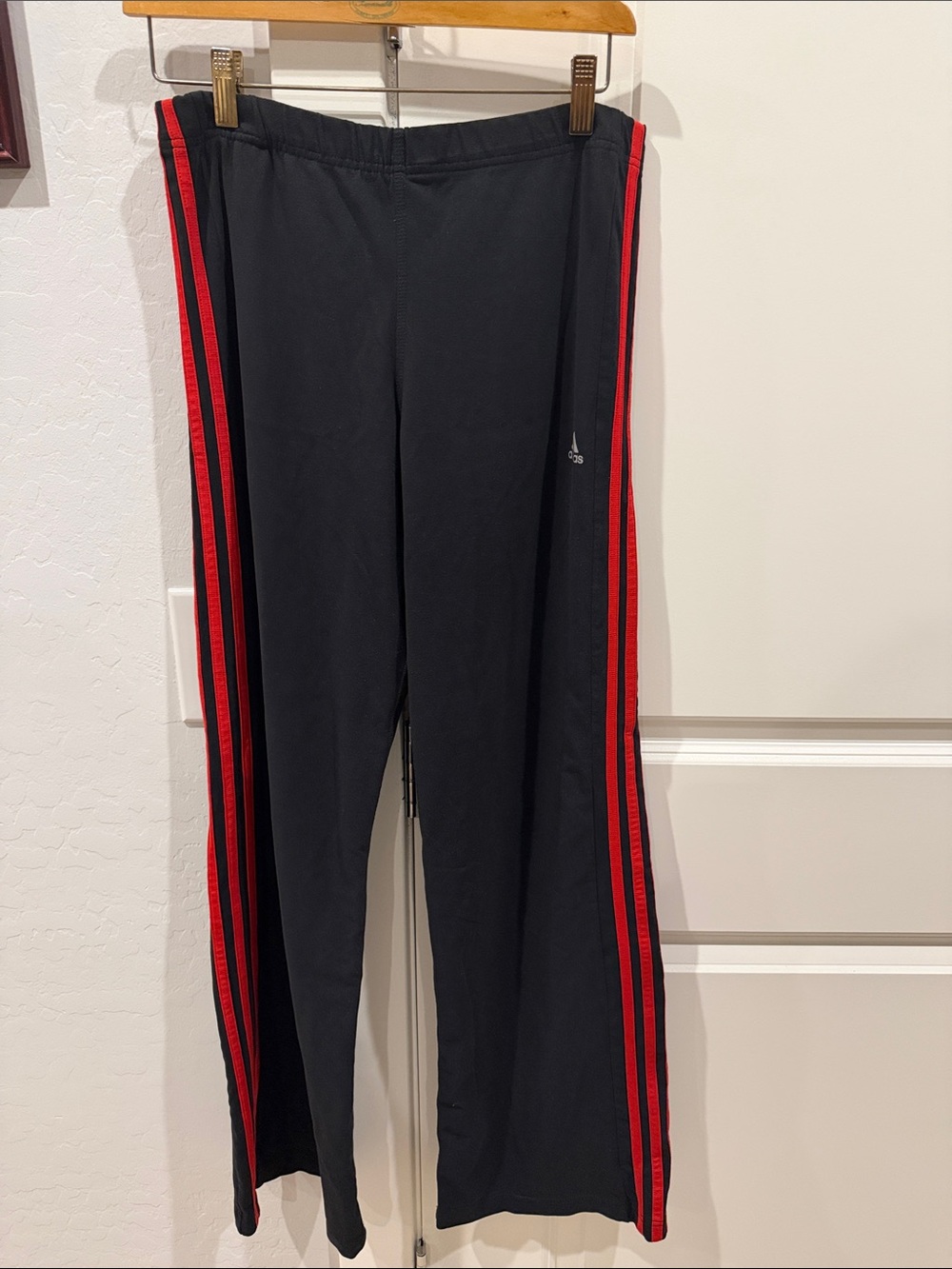 adidas Black Joggers with Red Side Stripes